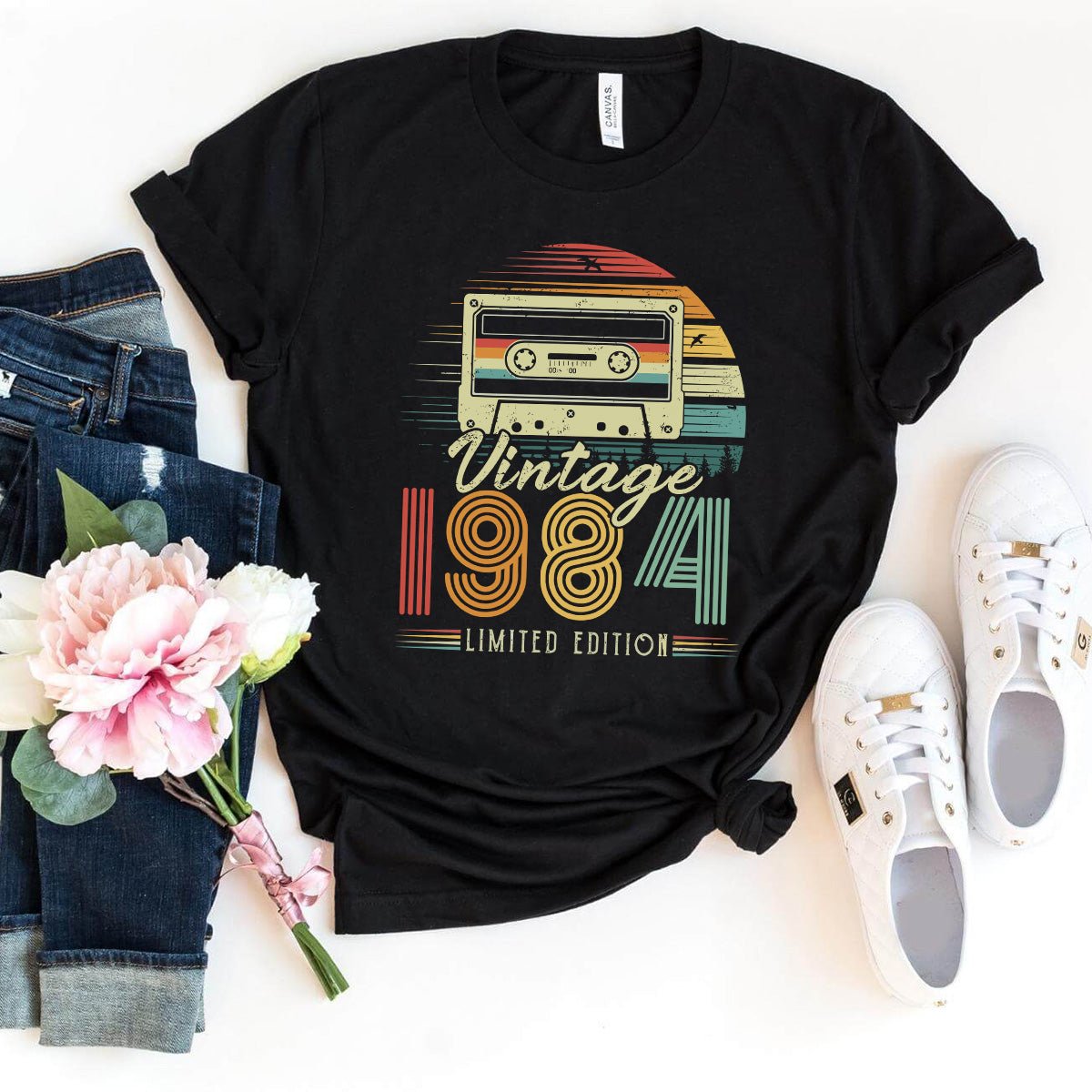 Vintage 1984 Cassette Tape 40th Shirt – Perfect 40th Birthday Gift - Bliss Birthday Shirts - Black - S