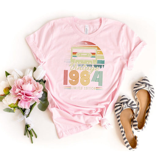 Vintage 1984 Cassette Tape 40th Shirt – Perfect 40th Birthday Gift - Bliss Birthday Shirts - Light Pink - S