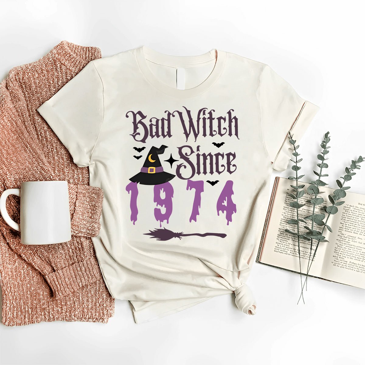 Vintage Bad Witch Shirt Since 1974 – Perfect 50th Birthday Gift - Bliss Birthday Shirts - Nature - S