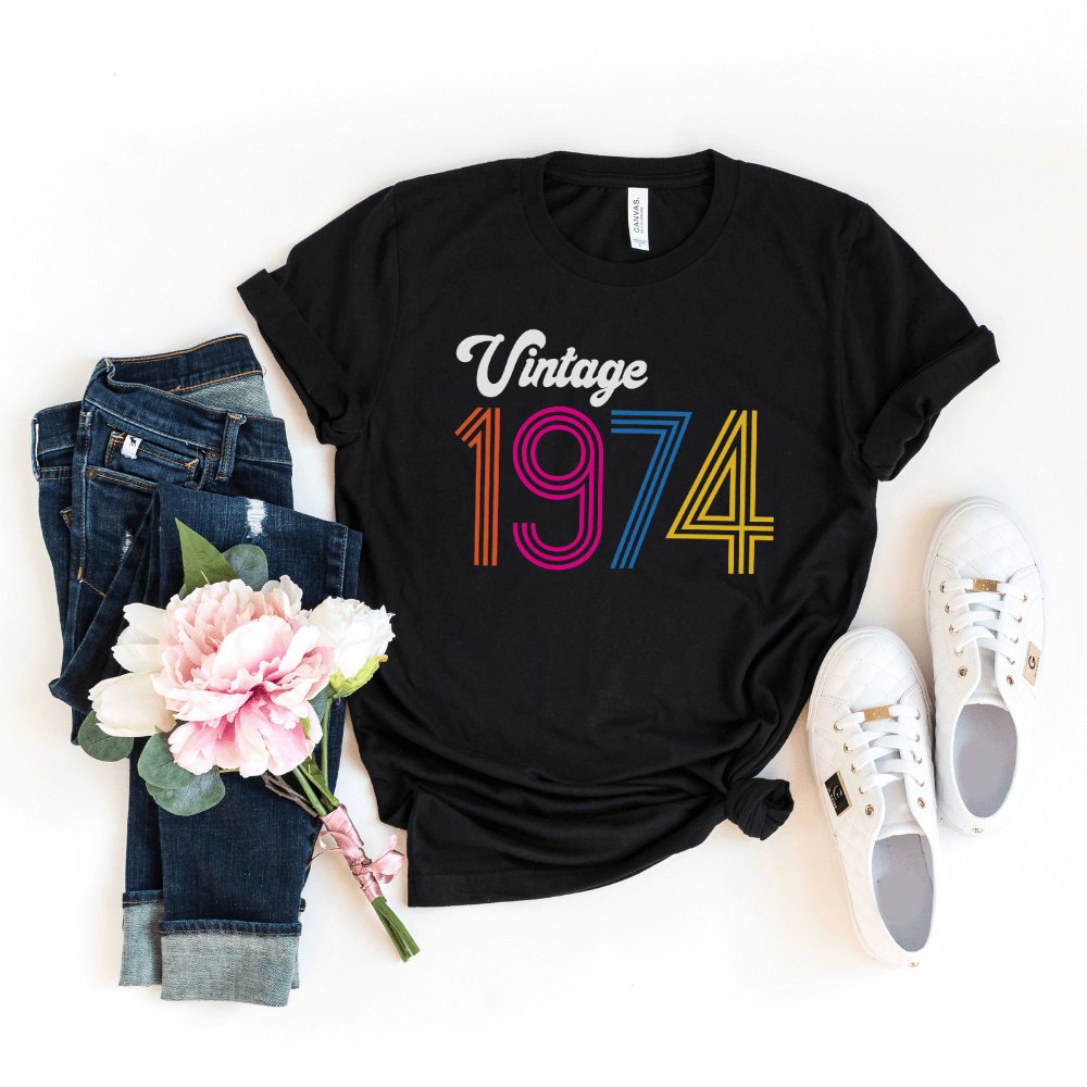 Vintage Birthday Shirt - Custom Year T - Shirt - Bliss Birthday Shirts - S - Black