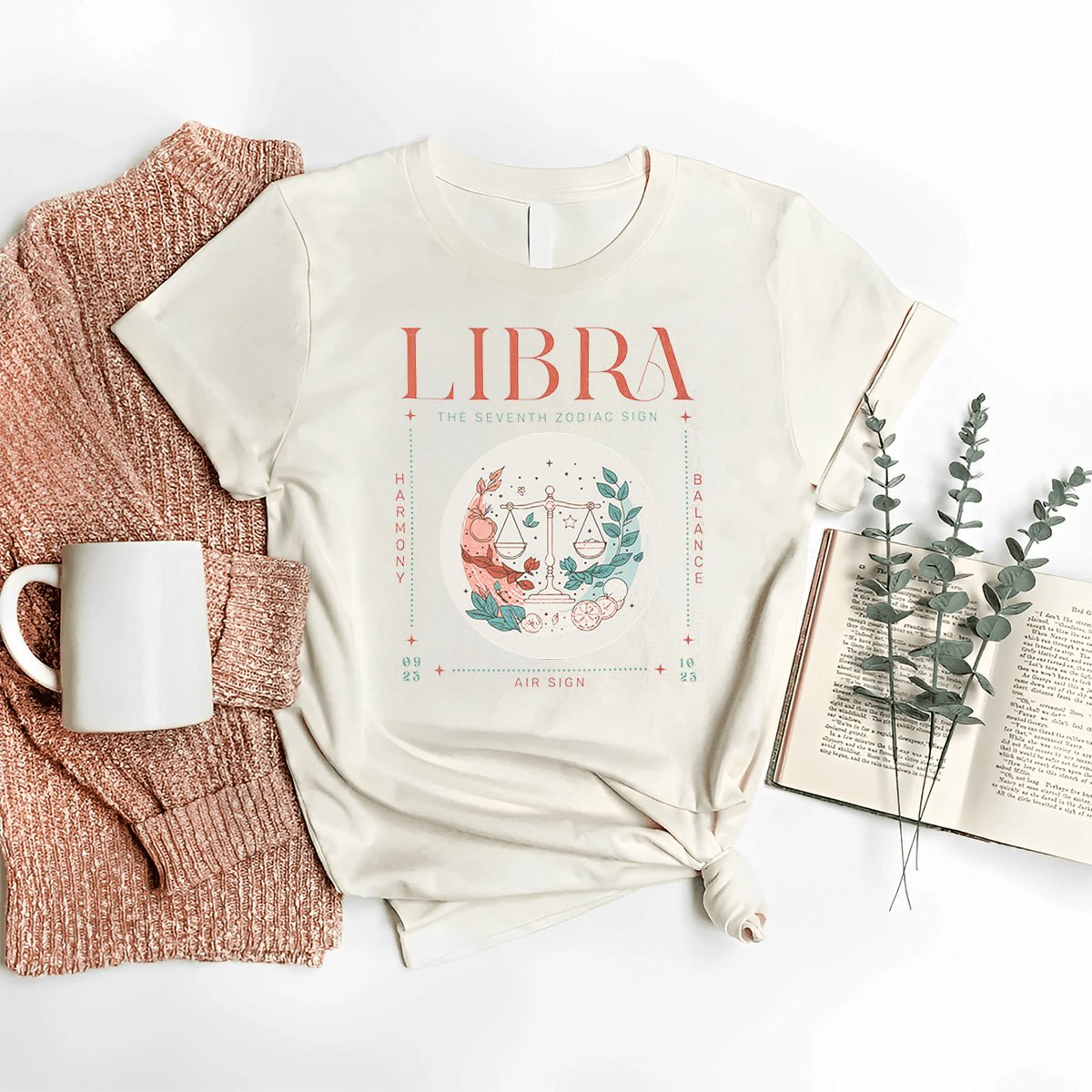 Vintage Celestial Libra Birthday Shirt – Trendy Oversized Astrology Tee - Bliss Birthday Shirts - Nature - S