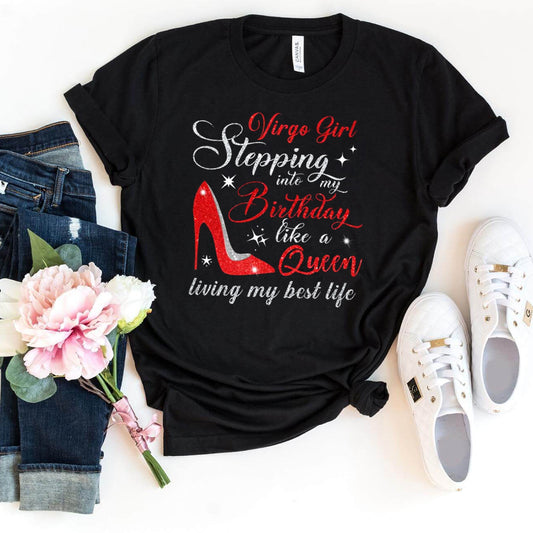 Virgo Birthday Girl Shirt - Custom Zodiac T - Shirt - Bliss Birthday Shirts - Black - S