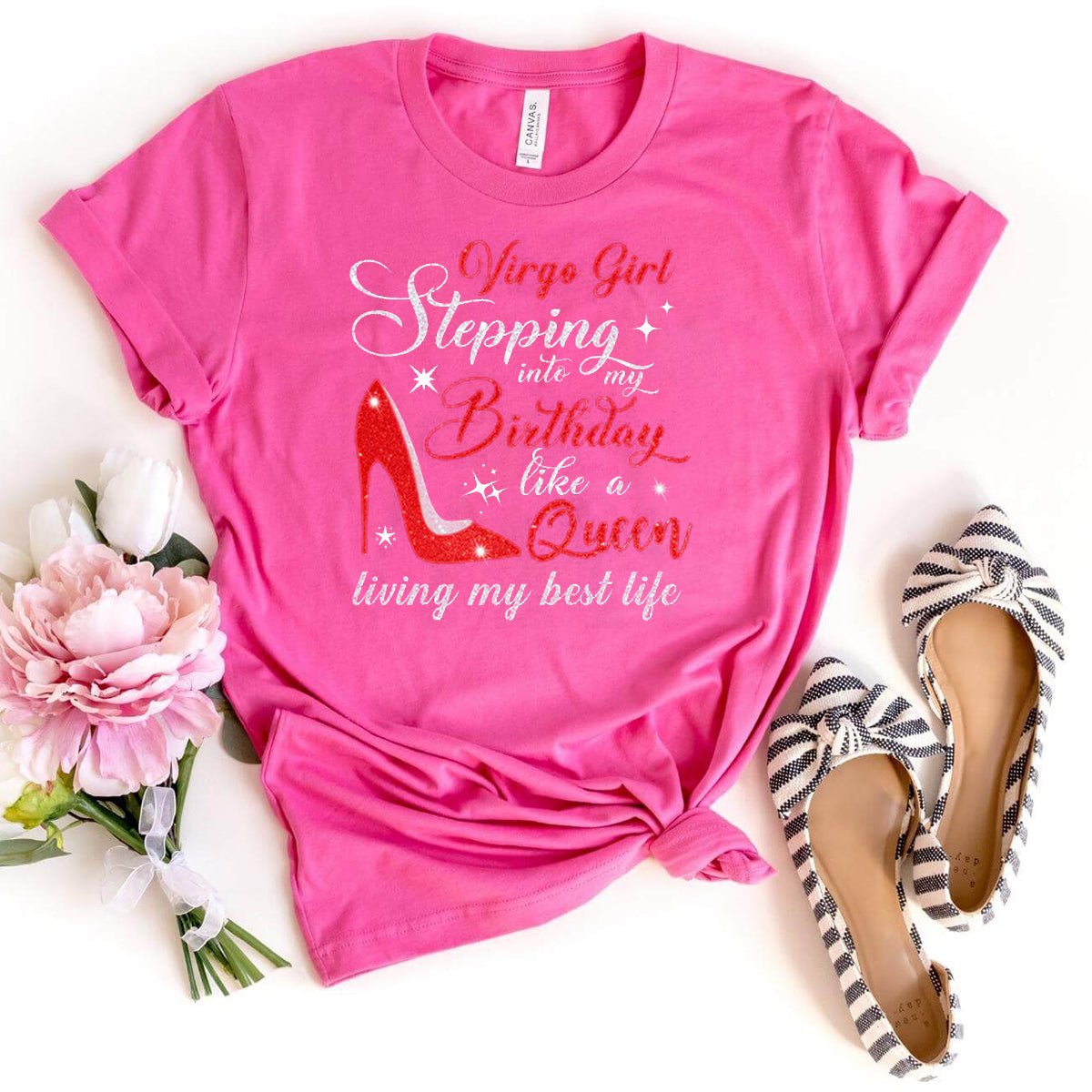 Virgo Birthday Girl Shirt - Custom Zodiac T-Shirt - Bliss Birthday Shirts - Charity Pink - S