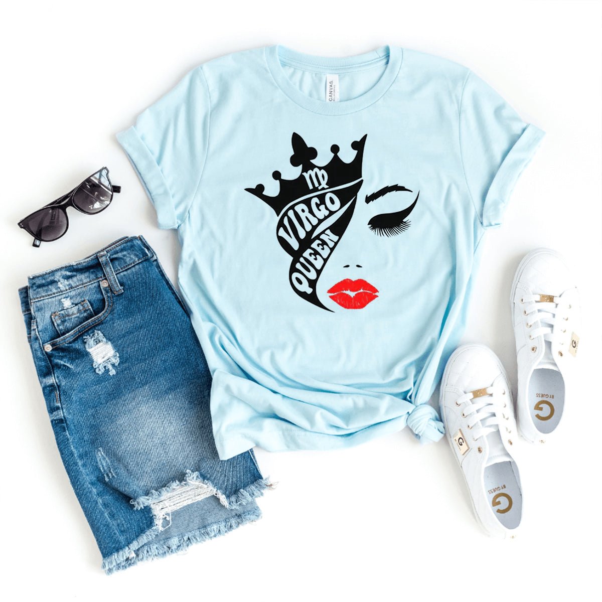 Virgo Queen Birthday Shirt - Custom Zodiac T-Shirt - Bliss Birthday Shirts - Heather Ice Blue - S