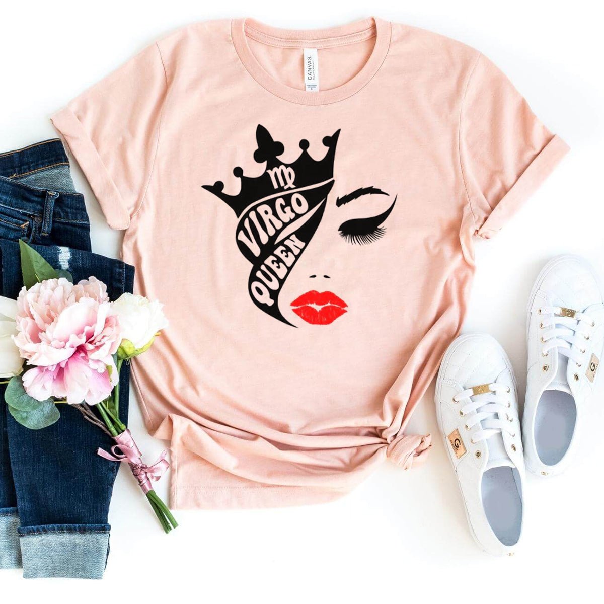 Virgo Queen Birthday Shirt - Custom Zodiac T-Shirt - Bliss Birthday Shirts - Heather Peach - S