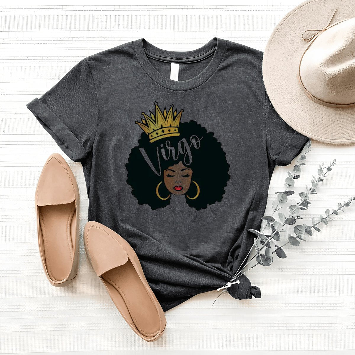 Virgo Queen Zodiac Shirt - Custom Birthday T-Shirt - Bliss Birthday Shirts - Heather Dark Grey - S