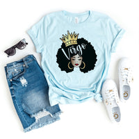 Virgo Queen Zodiac Shirt - Custom Birthday T-Shirt - Bliss Birthday Shirts - Heather Ice Blue - S