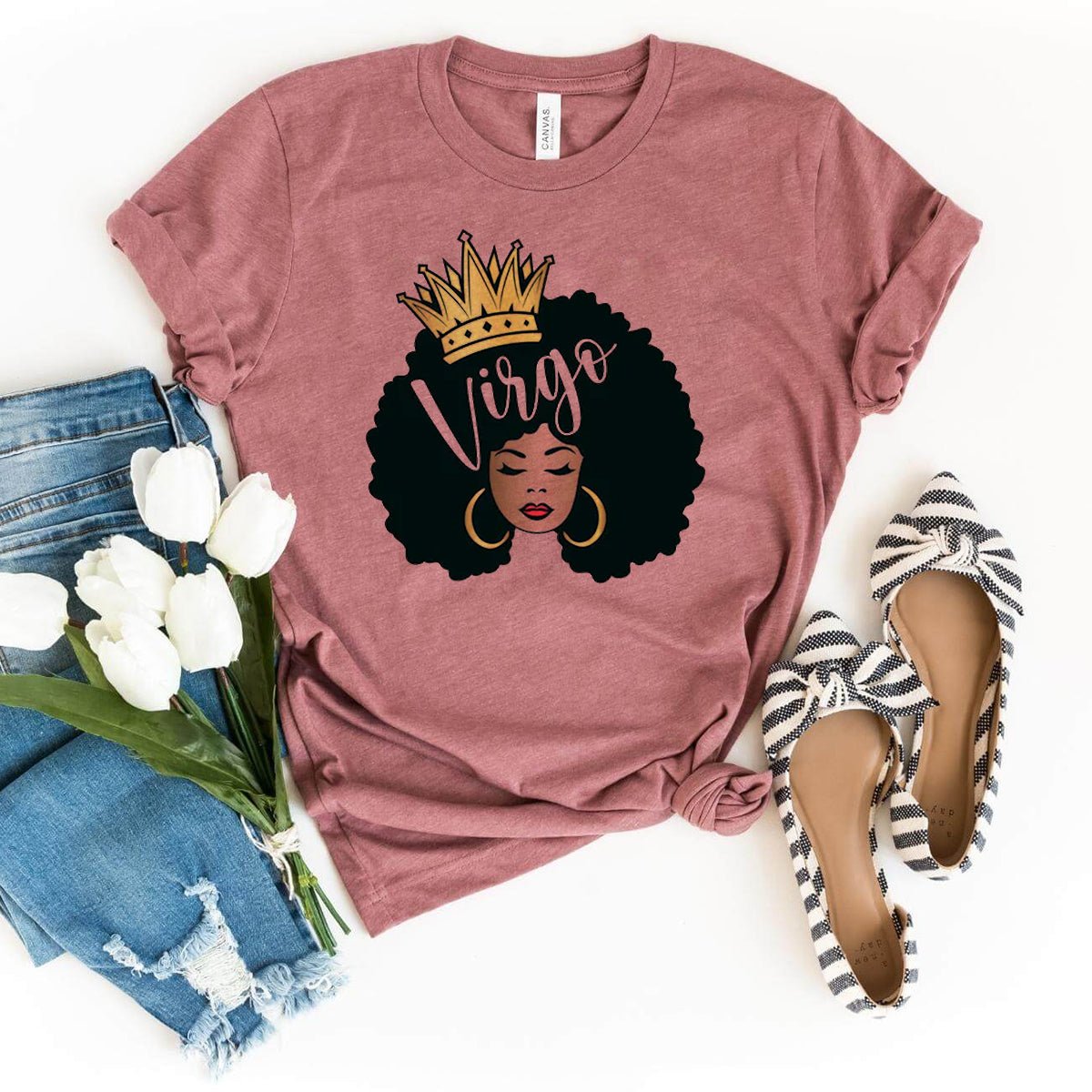 Virgo Queen Zodiac Shirt - Custom Birthday T-Shirt - Bliss Birthday Shirts - Heather Mauve - S