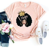 Virgo Queen Zodiac Shirt - Custom Birthday T-Shirt - Bliss Birthday Shirts - Heather Peach - S