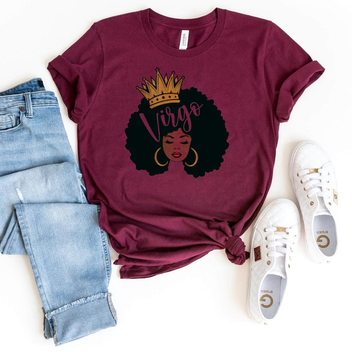 Virgo Queen Zodiac Shirt - Custom Birthday T-Shirt - Bliss Birthday Shirts - Maroon - S