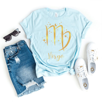 Virgo Star Sign Unisex Shirt - Custom Birthday T-Shirt - Bliss Birthday Shirts - Heather Ice Blue - S