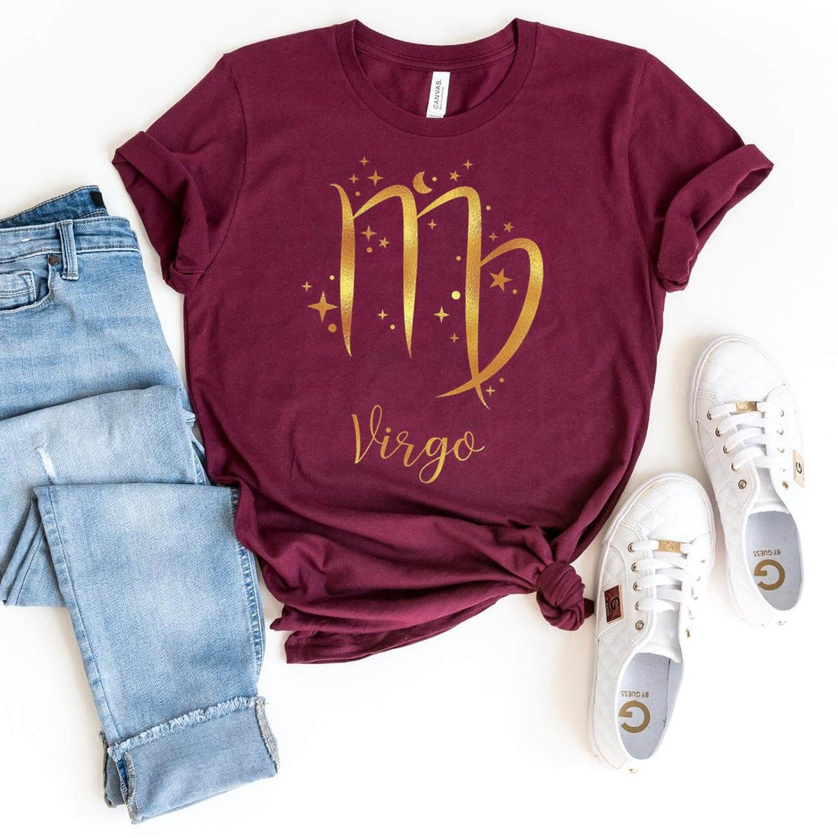 Virgo Star Sign Unisex Shirt - Custom Birthday T-Shirt - Bliss Birthday Shirts - Maroon - S