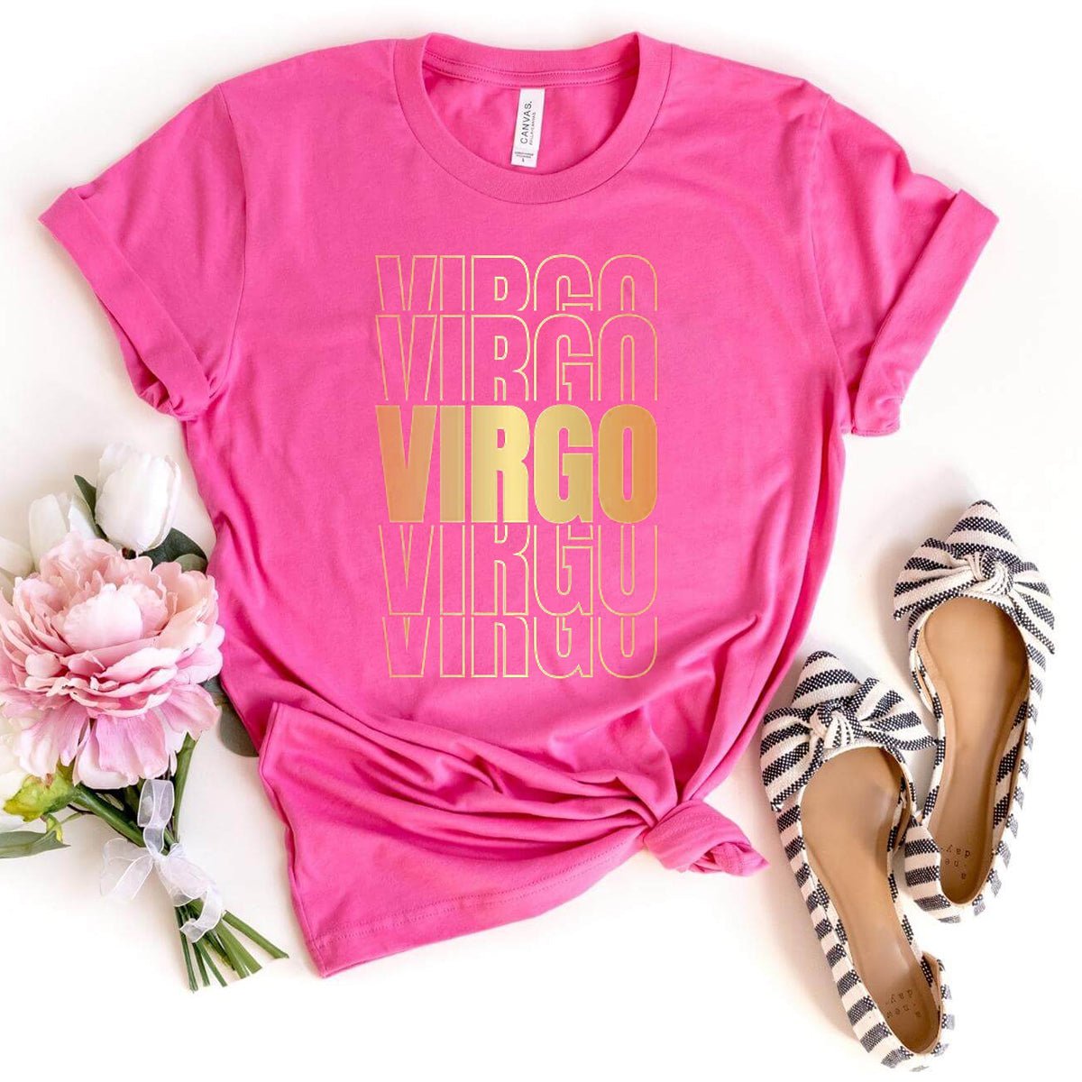 Virgo Zodiac Unisex Shirt - Custom Birthday T-Shirt - Bliss Birthday Shirts - Charity Pink - S