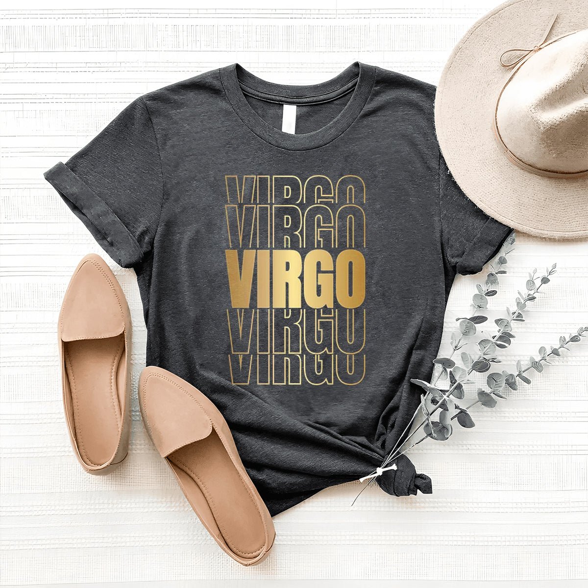 Virgo Zodiac Unisex Shirt - Custom Birthday T-Shirt - Bliss Birthday Shirts - Heather Dark Grey - S