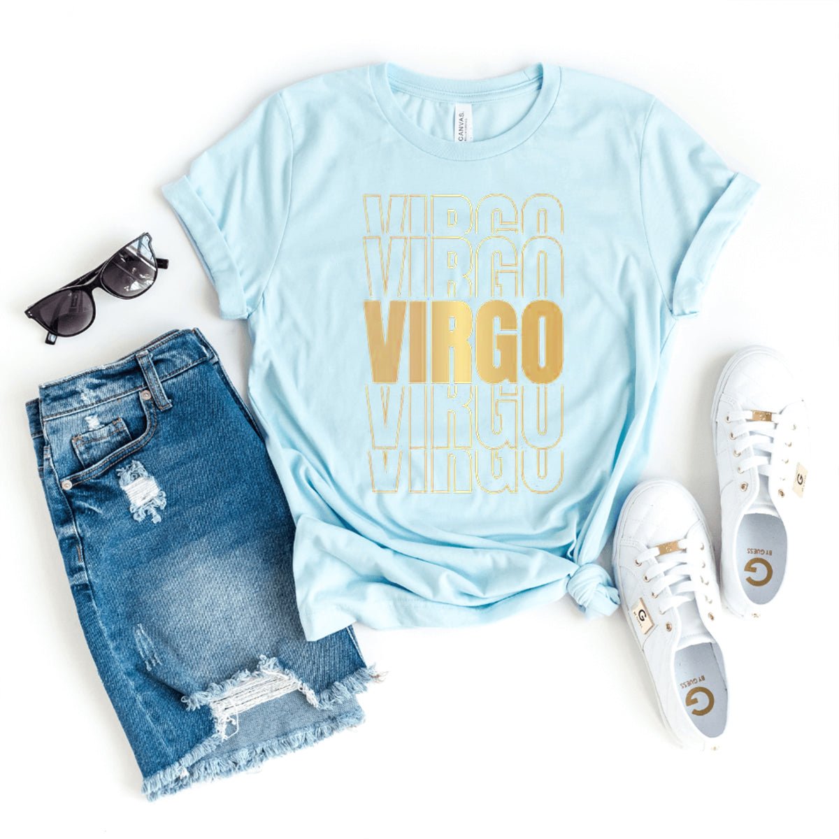 Virgo Zodiac Unisex Shirt - Custom Birthday T-Shirt - Bliss Birthday Shirts - Heather Ice Blue - S