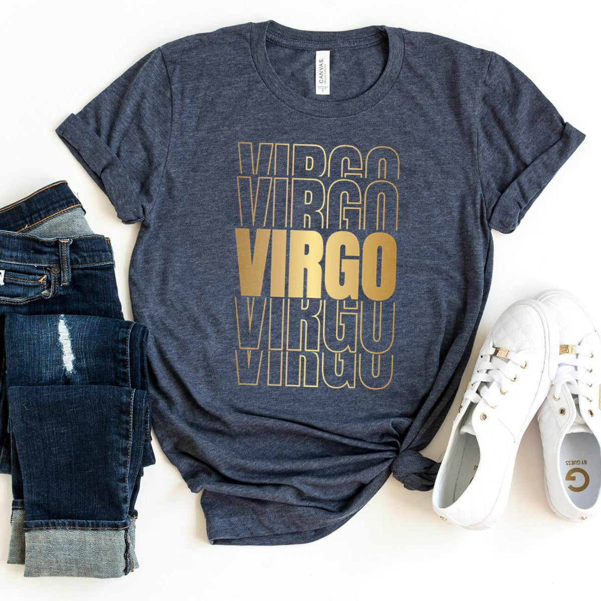 Virgo Zodiac Unisex Shirt - Custom Birthday T - Shirt - Bliss Birthday Shirts - Navy - S