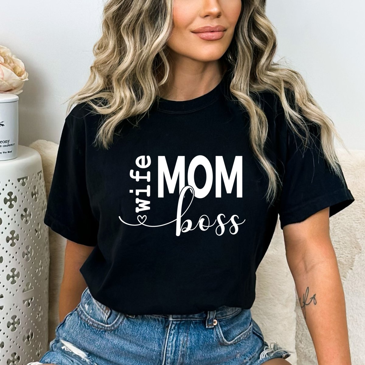 Wife Mom Boss - Birthday Shirt - Bliss Birthday Shirts - Small - Black