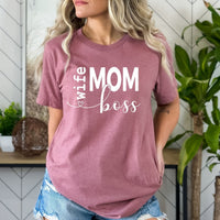 Wife Mom Boss - Birthday Shirt - Bliss Birthday Shirts - Small - Mauve