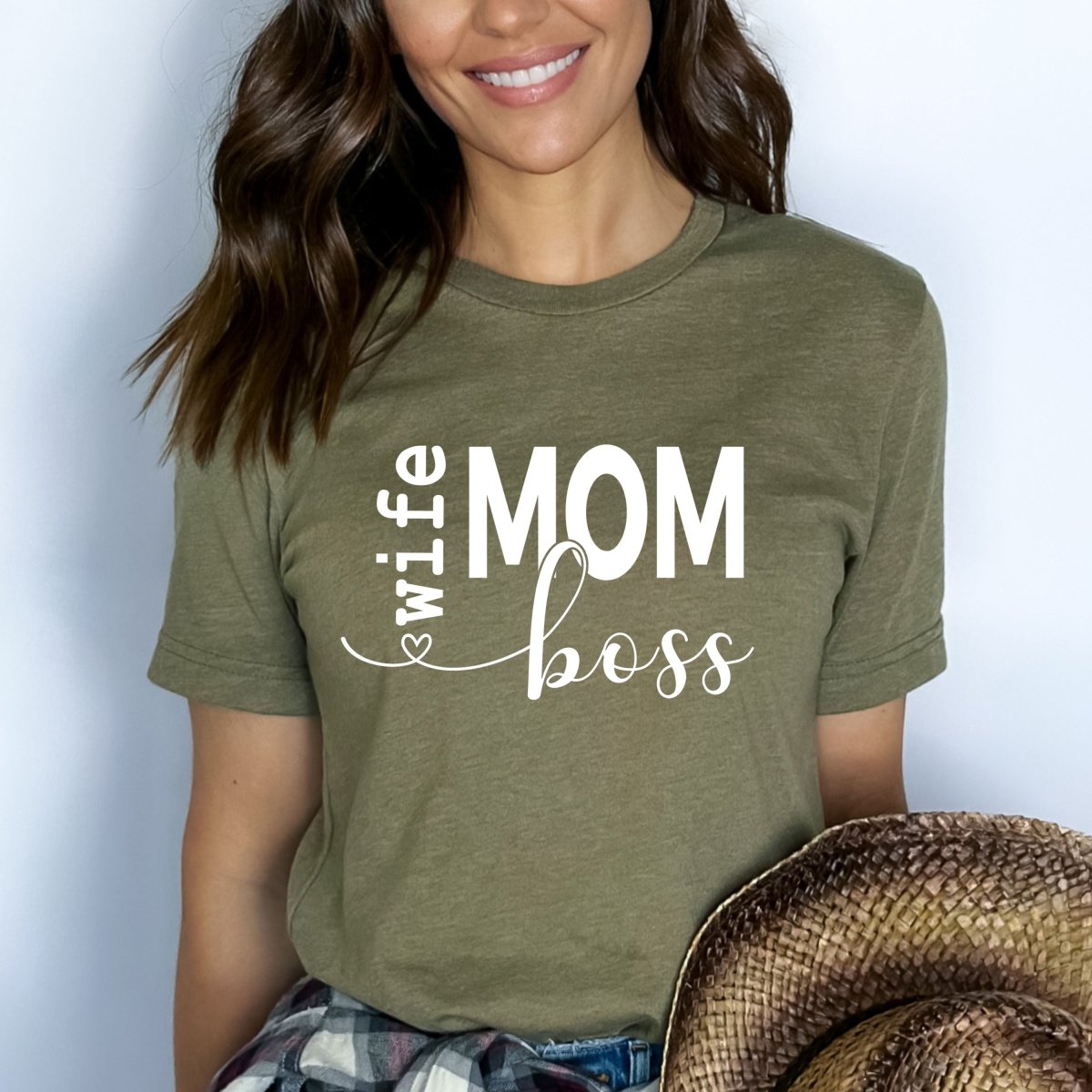 Wife Mom Boss - Birthday Shirt - Bliss Birthday Shirts - Small - Olive