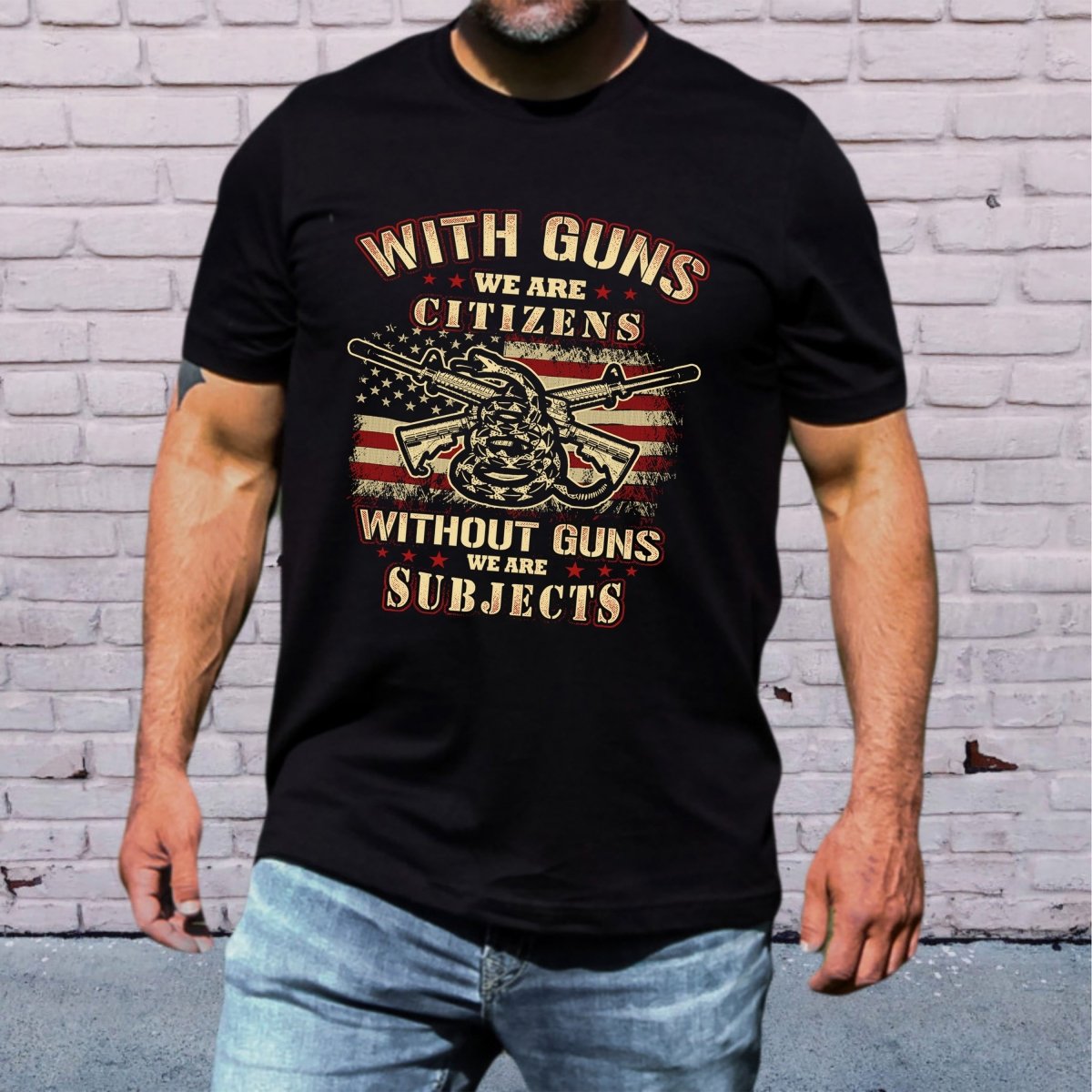 With Guns - Veteran Birthday Shirt - Bliss Birthday Shirts - Small - Black