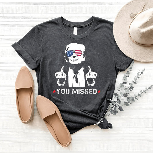 You Missed Trump Shirt – A Statement for the Future - Bliss Birthday Shirts - Heather Dark Grey - S