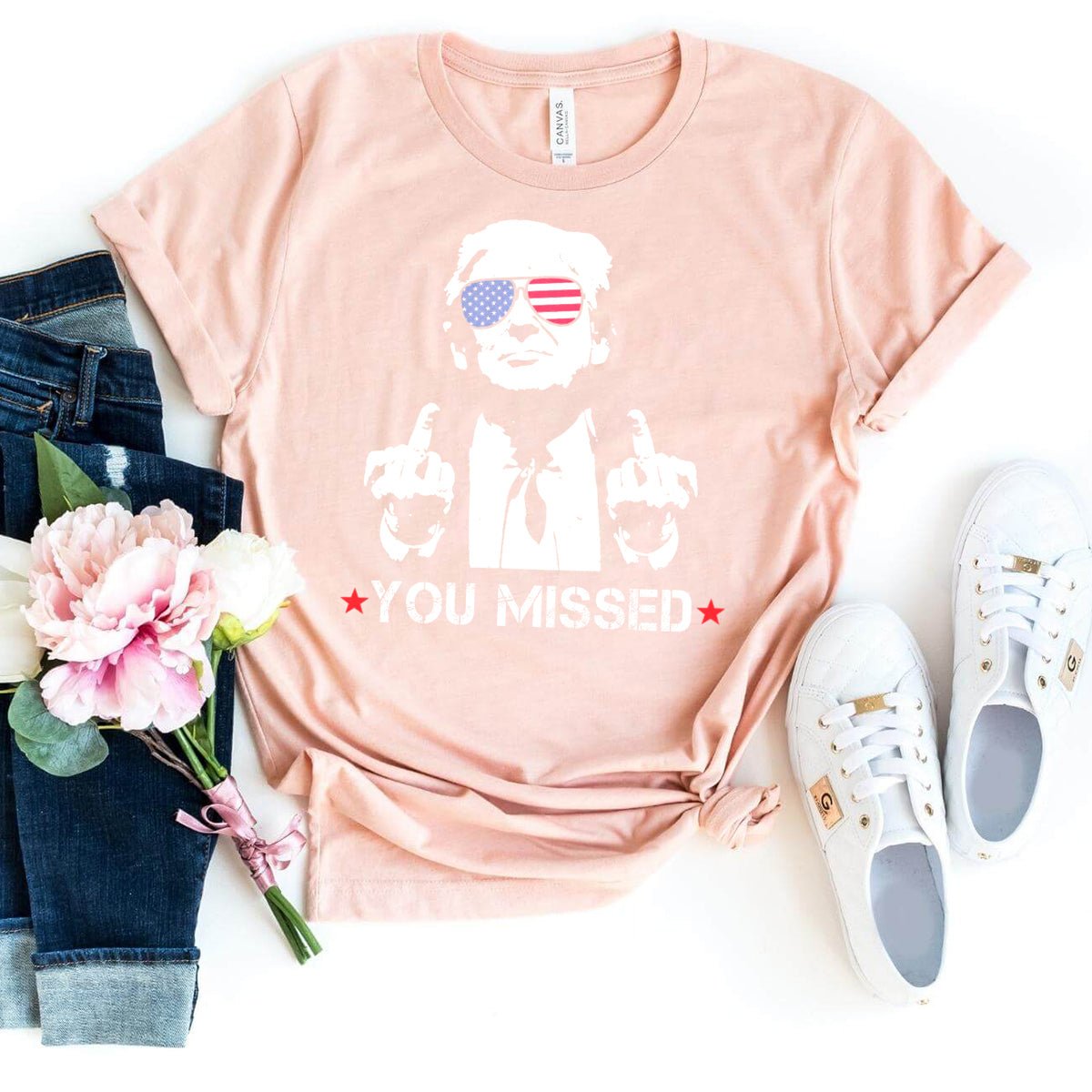 You Missed Trump Shirt – A Statement for the Future - Bliss Birthday Shirts - Heather Peach - S